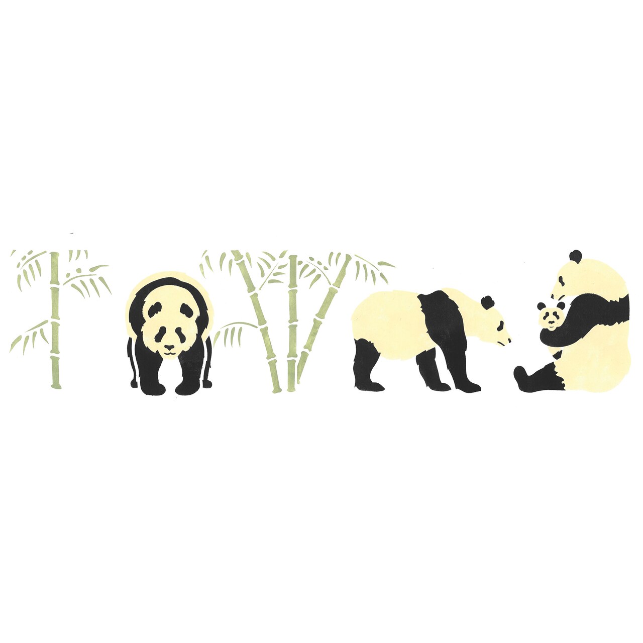 Panda Bear Wall Stencil | 1252 by Designer Stencils | Animal & Nature Stencils | Reusable Art Craft Stencils for Painting on Walls, Canvas, Wood | Reusable Plastic Paint Stencil for Home Makeover | Easy to Use & Clean Art Stencil